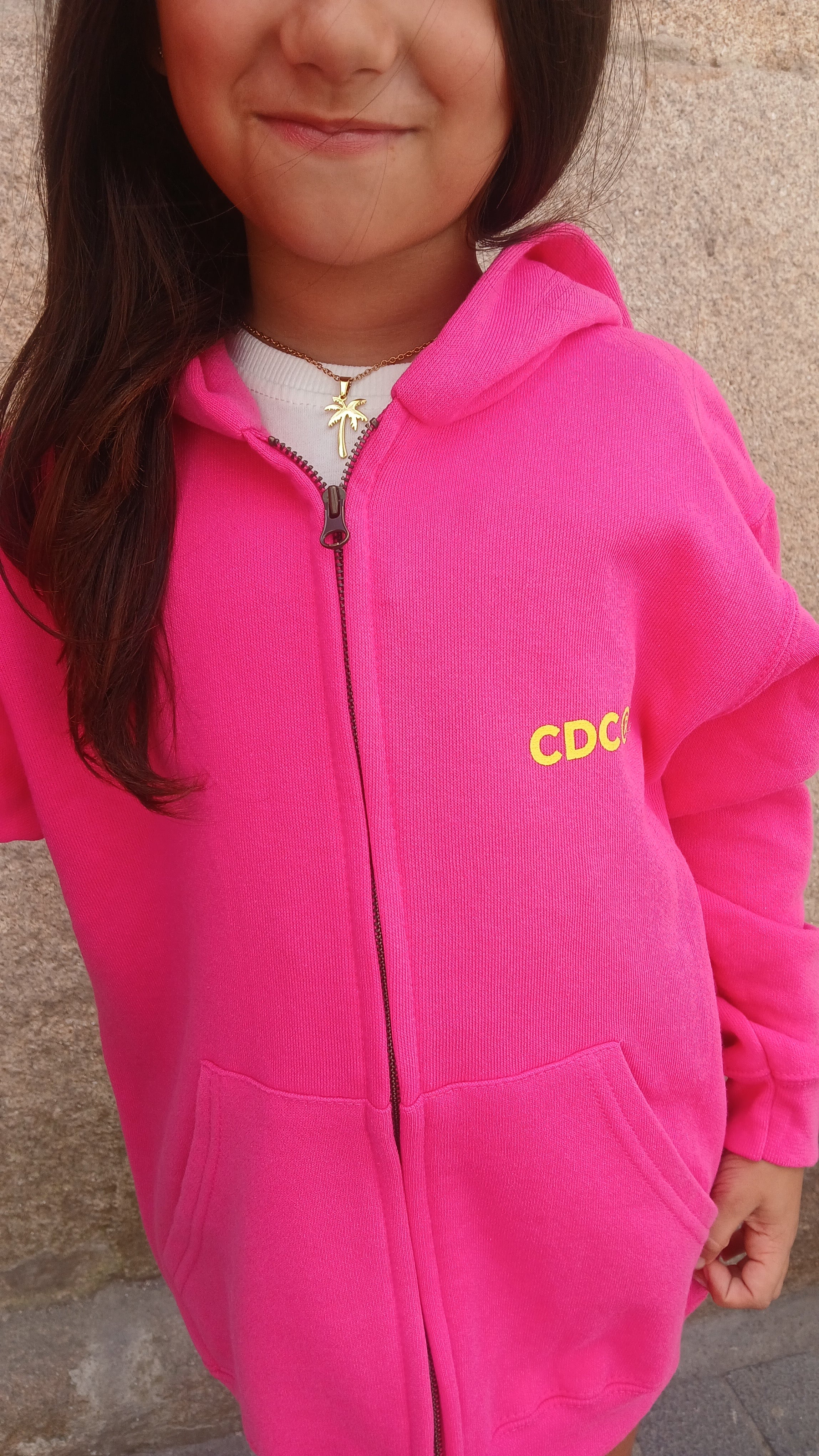 SUDADERA PONTEVEDRA FUCSIA/AMARILLO CREMALLERA CON CAPUCHA